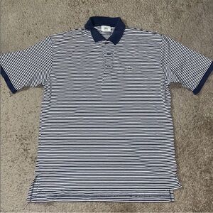 Lacoste Men's Blue and White Striped Polo